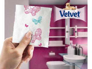 Kolorowy papier toaletowy Velvet.