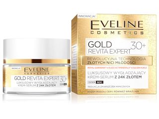 Luksusowy wygładzający krem-serum z 24k złotem dzień/noc 30+ GOLD LIFT EXPERT Eveline Cosmetics.