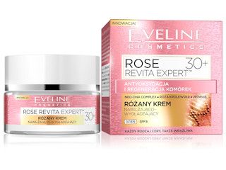 Różany krem nawilżająco-wygładzający 30+ z serii ROSE REVITA EXPERT™ Eveline Cosmetics.