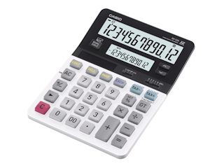 Oblicz podatek na dwóch wyświetlaczach z kalkulatorem Casio.