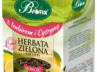 Herbata zielona Bifix z imbirem i cytryna.