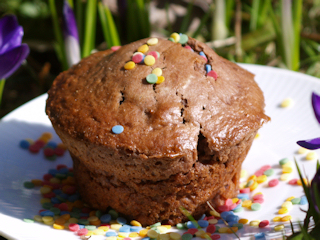 Czekoladowe muffinki z jagodami