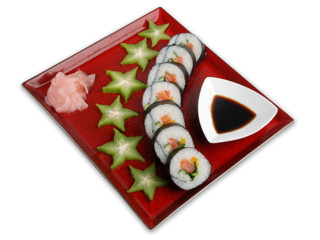 Futo maki sushi z herbacianym ryżem